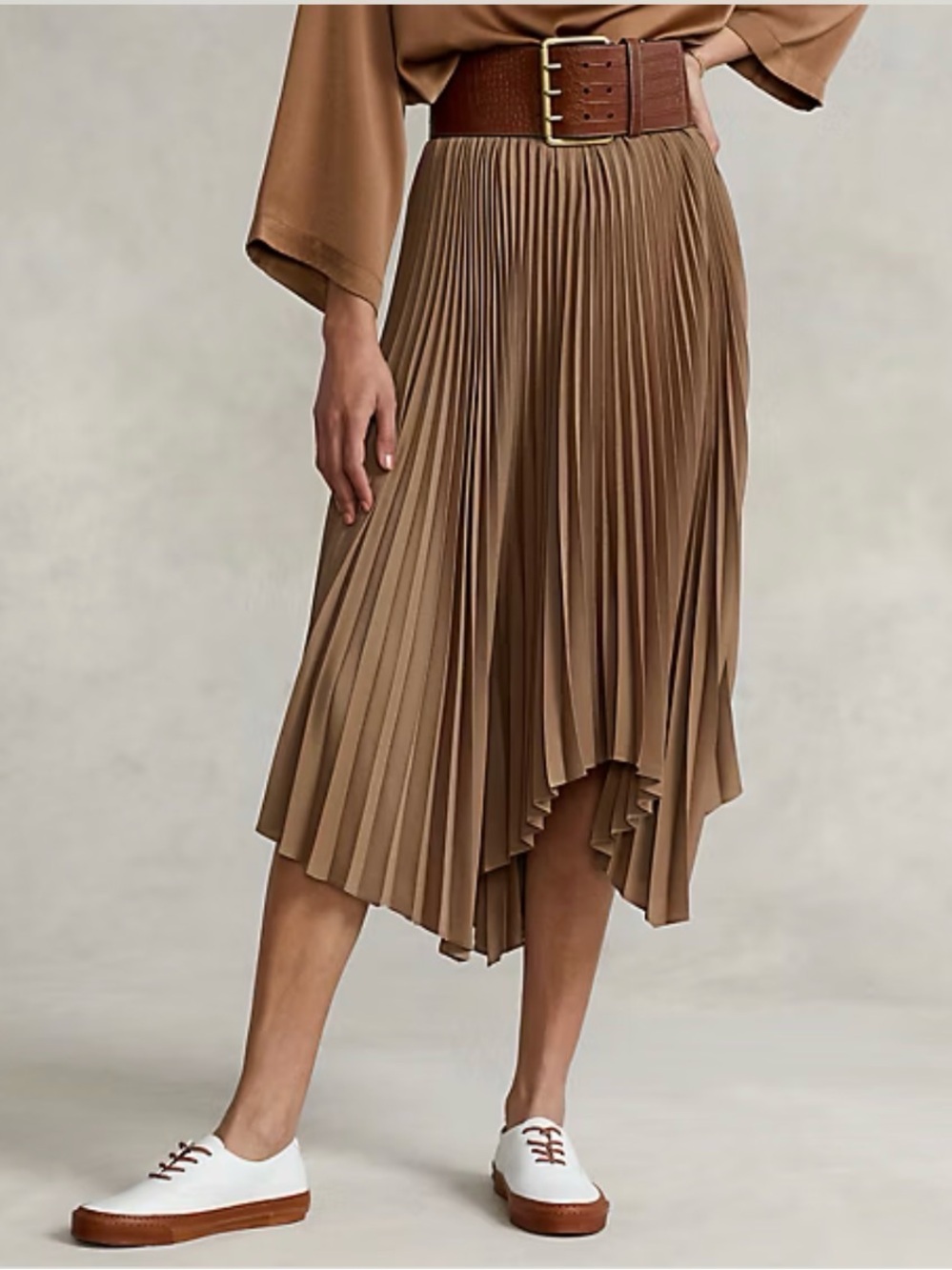 Polo Ralph Lauren Pleated Georgette Handkerchief Skirt Honey Brown Size 4